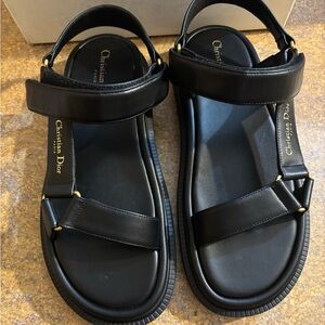 Dior Black Leather Strap Sandals